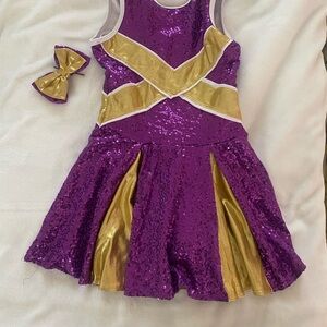 Sparkling Purple and Gold Kids Dance Costume